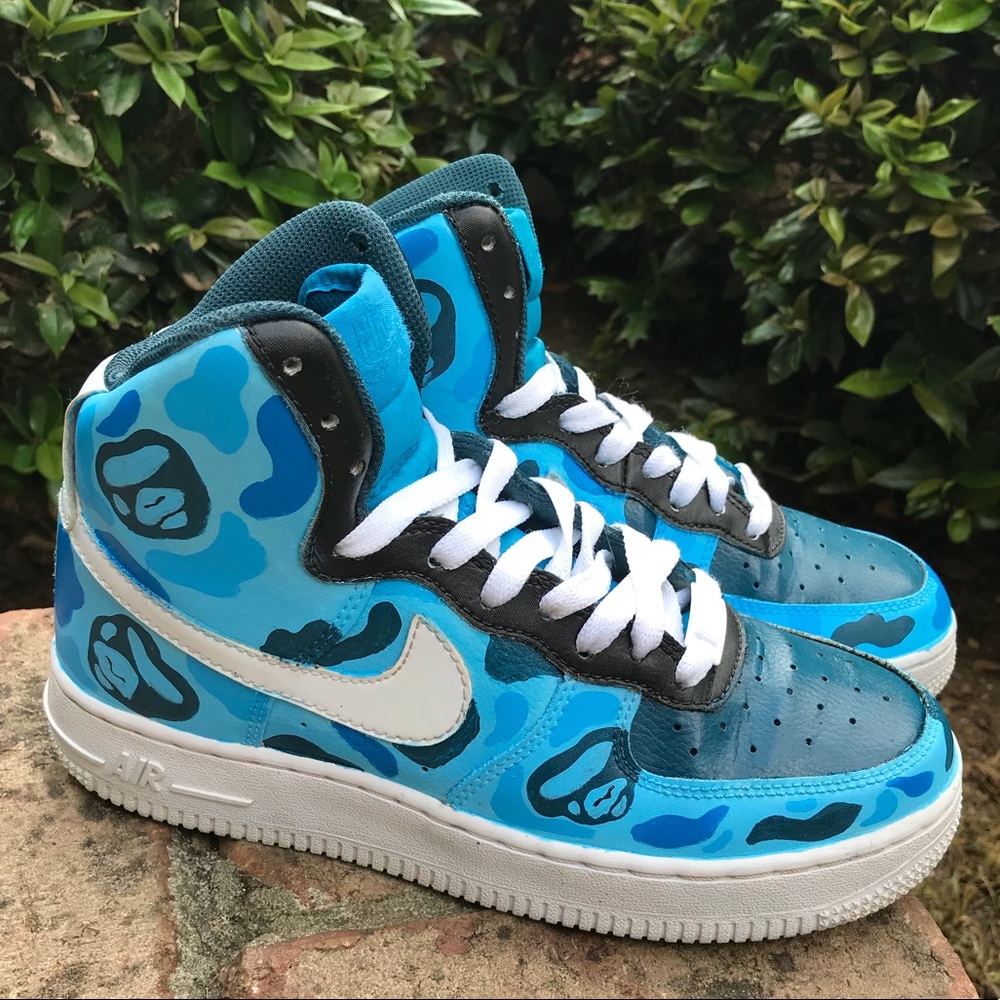 Nike Air Force 1 high top custom Bape Sneakers